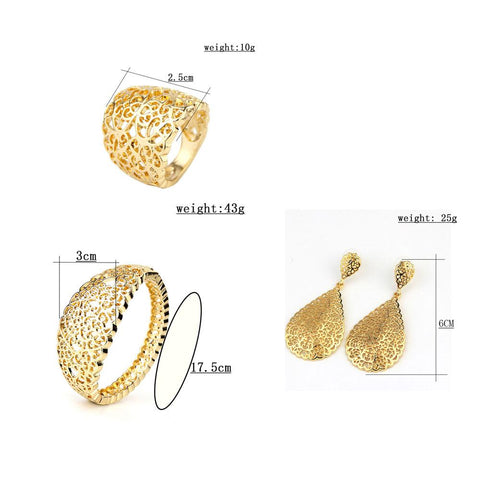 Jewelry Set Hollow Bangle Earring Necklace Ring Indian Wedding -JW01339-Veeddydropshipping