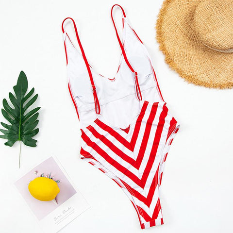 New Sexy Backless Striped Women Swimwear One Piece Swimsuit Female monokini -OS00128-Veeddydropshipping