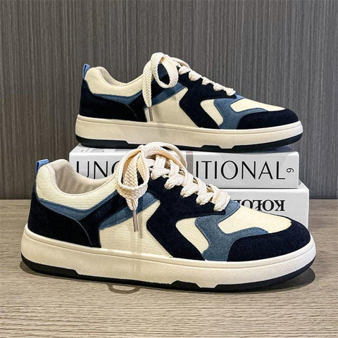 Color Matching Thick Sole Shoes Lace Up Sneakers-BS01399-Veeddydropshipping