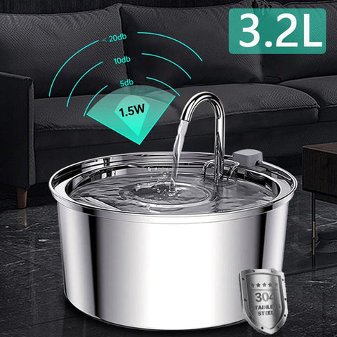 Stainless Steel Cat Water Fountain Automatic Drinker-HA01397-Veeddydropshipping
