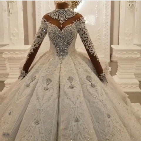 Wedding Dresses Crystal Rhinestone Lace-WF01418-Veeddydropshipping