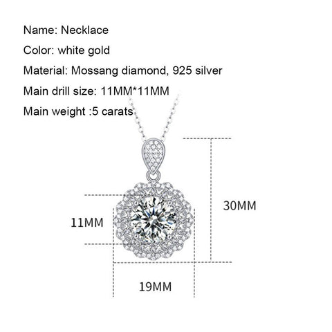 Moissanite Necklace Snow Flower Pendant Neck Chain-JW00118-Veeddydropshipping