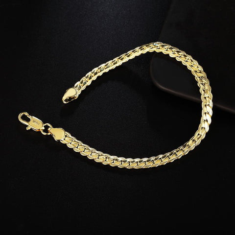 925 sterling silver 18K gold chain bracelets neckalce  jewelry sets -JW00215-Veeddydropshipping