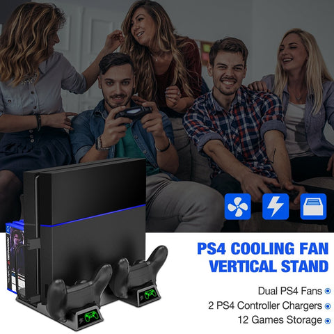 Fans for PS4/PS4 Pro/PS4 Slim Console Vertical Cooling Stand LED Dual Charger PS4-CE01349-Veeddydropshipping