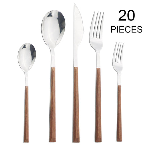 Imitation Wood Handle Cutlery Tableware Set-HA01309-Veeddydropshipping