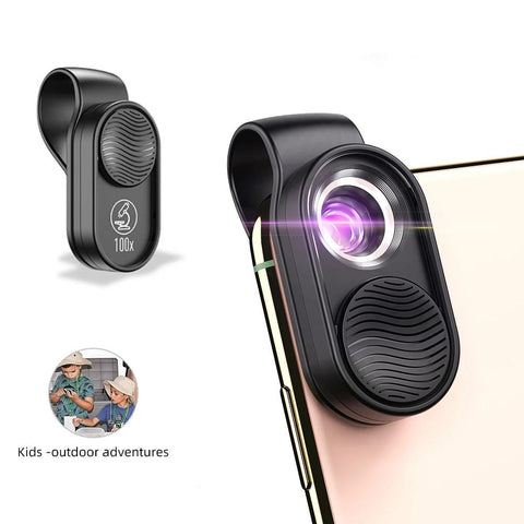 100X Mobile Phone Microscope Lens LED Light Pocket Mini Magnifying Glass Microscopes With-PA00656-Veeddydropshipping