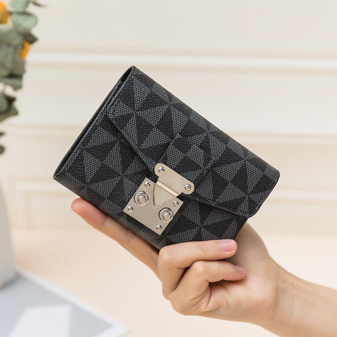 Women&#39;s Short Lock Print Multi Card Anti Degaussing Large-BS00204-Veeddydropshipping