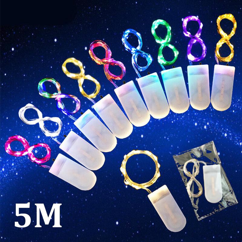 5M LED Copper Wire Lighting Strings Battery Powered Garland Fairy String