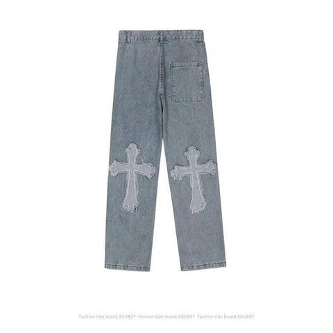 Denim Pants Streetwear Hip Hop Low Rise Baggy Jeans For Men-MF00447-Veeddydropshipping
