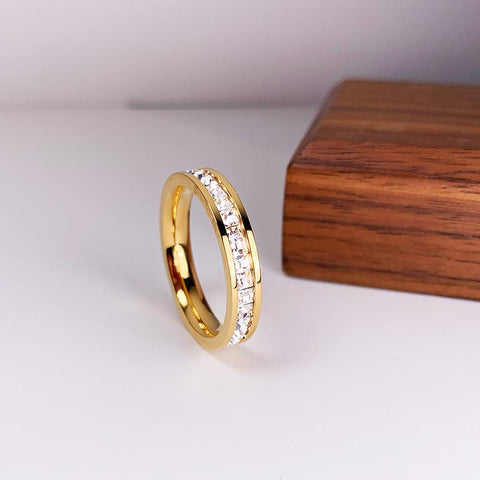 Rose Gold Color Double Row Square Zircon Ring For Women-JW00027