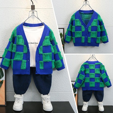 Boys Plaid Pattern Coat Kids Spring Autumn Outerwear-TB01178-Veeddydropshipping