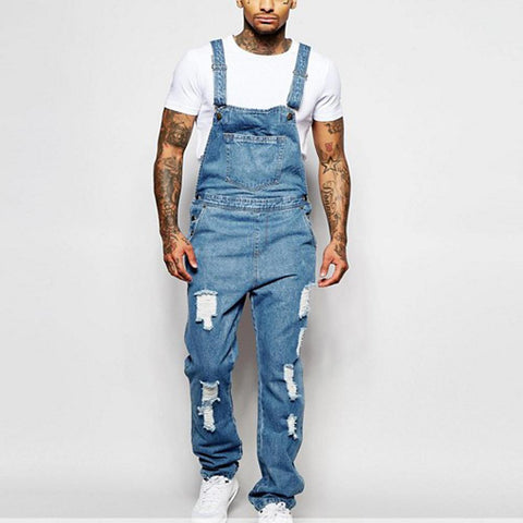 Fashion Full Length Suspender Pants Homme Jeans-MF00609-Veeddydropshipping
