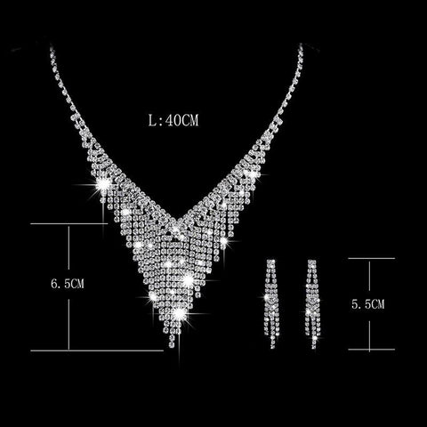 Fashion Bride Jewelry Set  Dress Banquet Necklace Earring Set  -JW00306-Veeddydropshipping