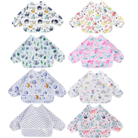 Baby Aprons Feeding Bibs Colorful Cartoon Waterproof Long Sleeves Infant Bibs-TB00305-Veeddydropshipping