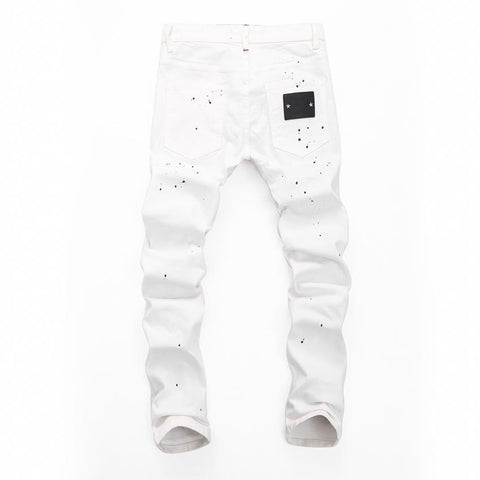 husband white Stretch Skulls brand jeans mens slim denim-MF00614-Veeddydropshipping
