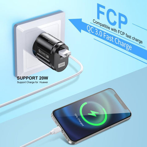 USB Fast Charger 20W PD Fast Charging QC3.0 Mobile Phone Charger-PA00028-Veeddydropshipping