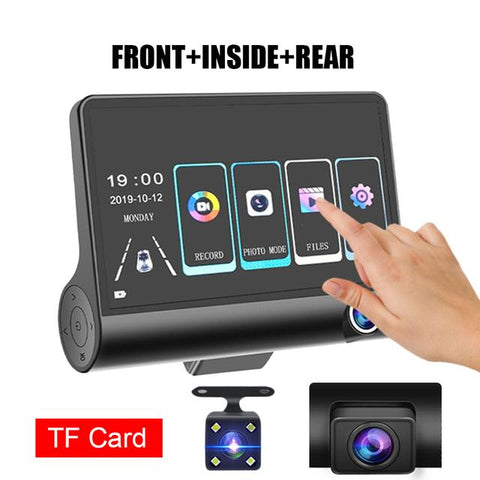 3 Lens Dash Camera 4&quot; Touch Screen Dash Cam 1080P Car Video Recorder-AM00715-Veeddydropshipping