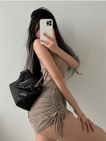 Women Knitted Sleeveless Sexy Cross Hollow Streetwear-Veeddydropshipping