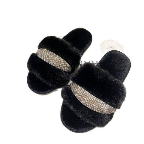 House Shoes For Faux plush Non-Slip Warm Slippers Women-BS01289-Veeddydropshipping