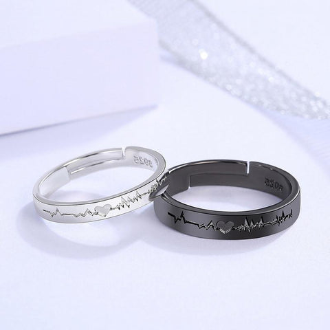 2Pcs/set Romantic Couple Rings For Women Men Punk Heart -JW01390-Veeddydropshipping