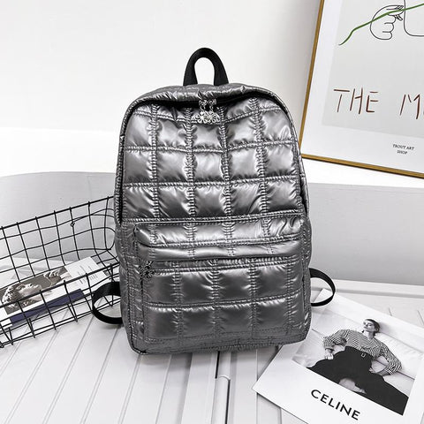 Women's Backpack Quilted Plaid Female School Backpacks-BS00016-Veeddydropshipping
