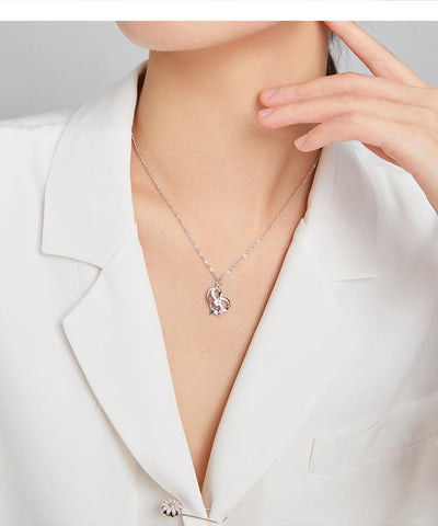 925 Sterling Silve  Forever Love Heart Pendant Necklace-JW01214-Veeddydropshipping