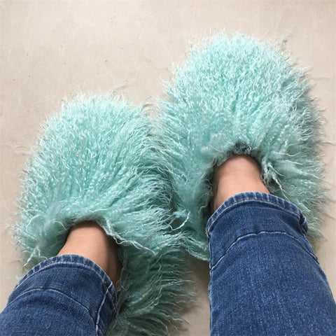 Slippers Plus Size Woman Luxury Furry Faux Fur Slippers Plush Warm-BS01287-Veeddydropshipping