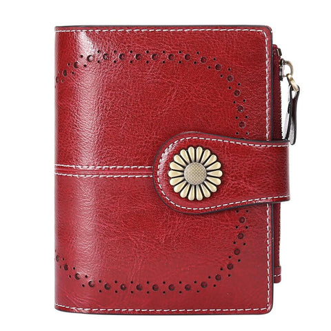 Wallet Luxury Brand Oil Wax Genuine Leather Coin Purses Zipper Card-BS00181-Veeddydropshipping