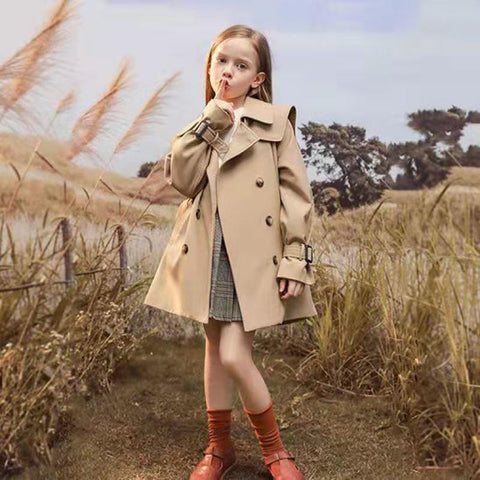 Children Girls Windbreaker Windproof Trench Coat-Veeddydropshipping