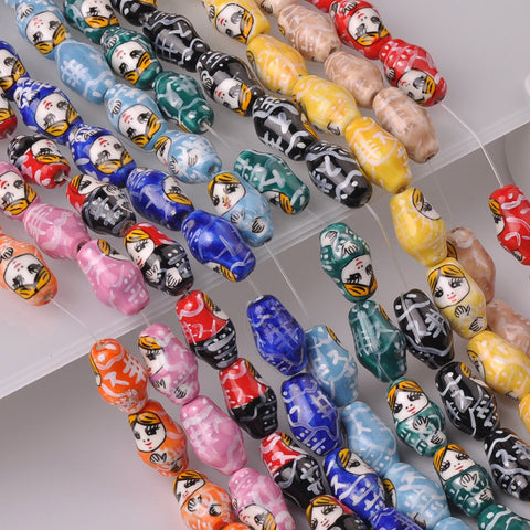 Russian Doll Shape Patterns Ceramic Porcelain Loose Beads-JW01489-Veeddydropshipping