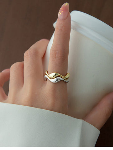 925 Sterling Silver Irregular Design Water Drop Stackable Finger Ring -JW00076-Veeddydropshipping