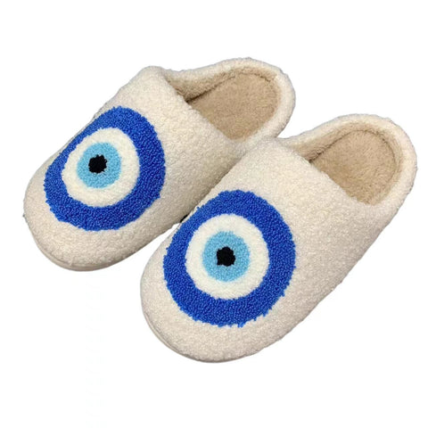 Shoes Evil Eyes Blue Embroidery Warm Home Devil&#39;s Eyes-BS01124-Veeddydropshipping