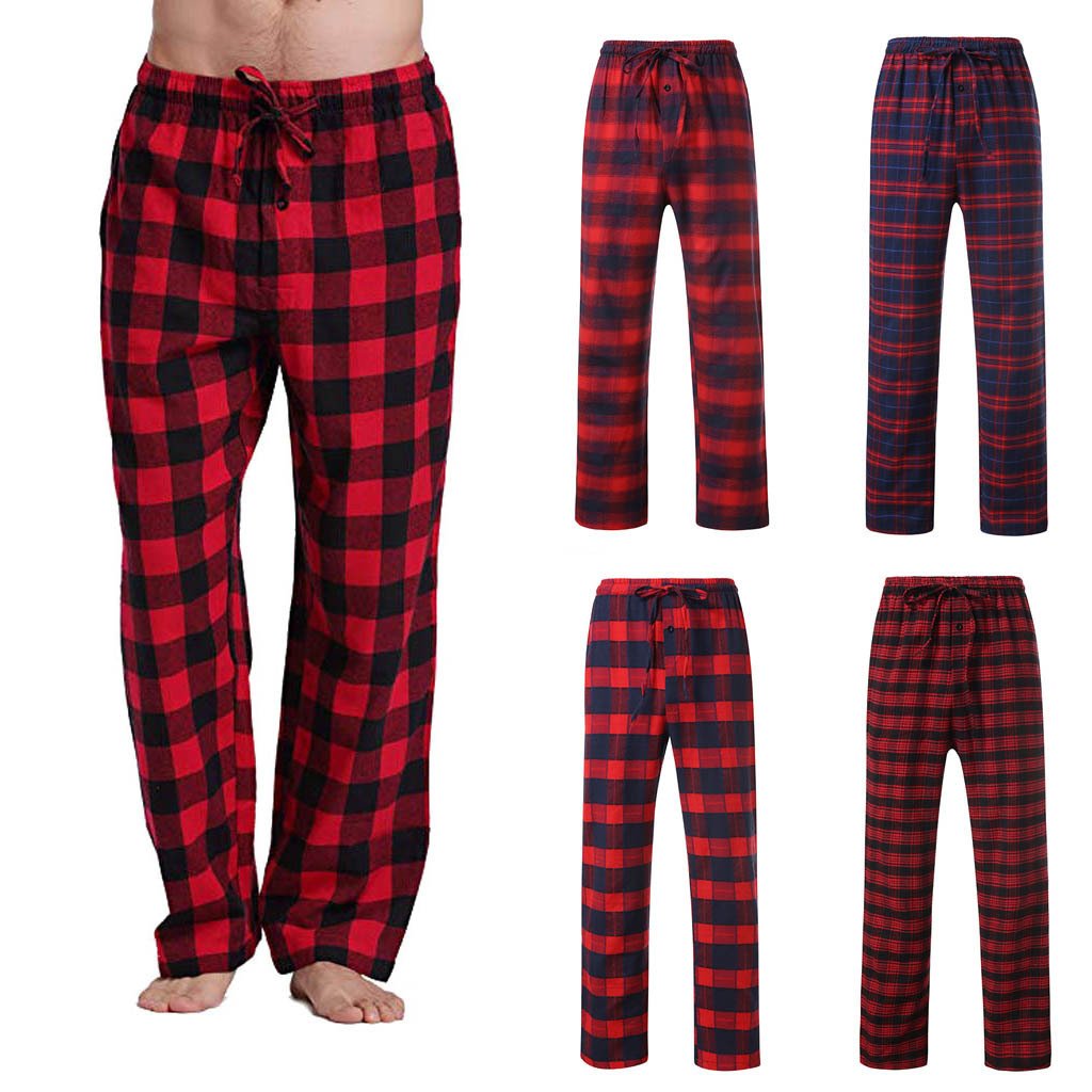 Pajama Long Pant Soft Comfortable Loose Elastic Waistband Plaid-MF01601-Veeddydropshipping