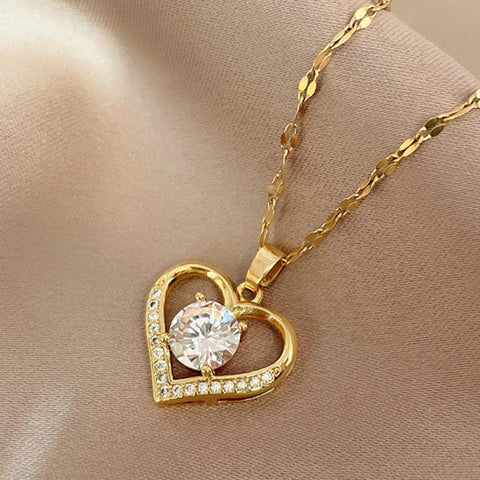 Pendant Necklaces women Gold Titanium steel Neck Chain Jewelry-JW01352-Veeddydropshipping