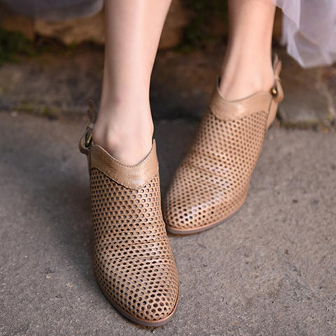 Women Hollow Out Breathable Ladies Genuine Leather-BS00858-Veeddydropshipping