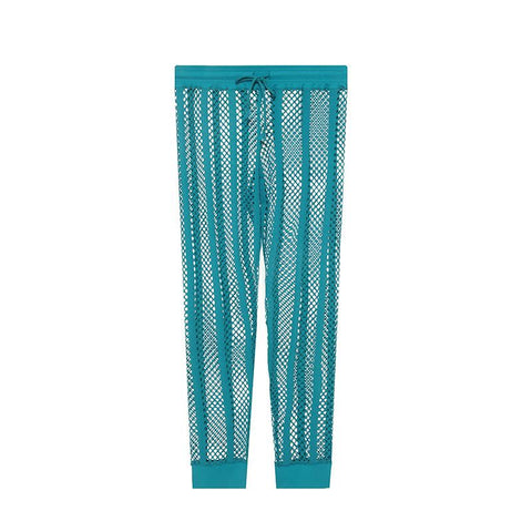 Through Stretch Elastic Casual Trousers Pants Sheer Mesh Loose Soft-MF01592-Veeddydropshipping
