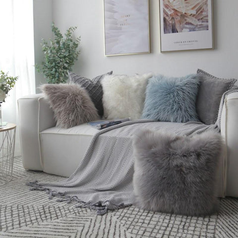 Nordic Plush Pillowcase Wool Faux Fur Cushions-HA00581-Veeddydropshipping