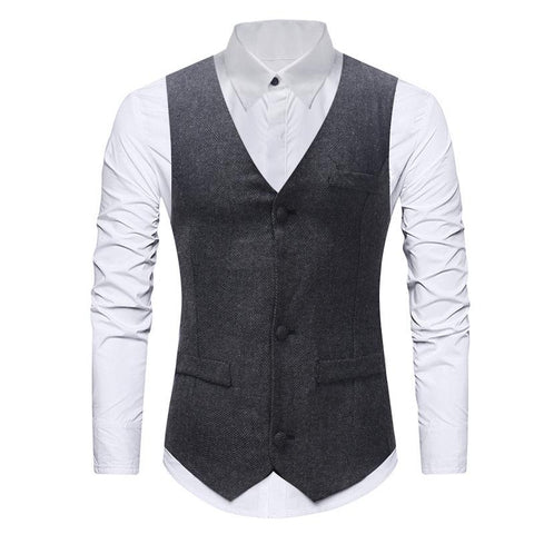 New Slim Fit Sleeveless Waistcoat Men Business-MF01284-Veeddydropshipping