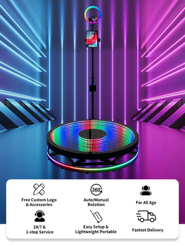 360 Photo Booth Automatic Rotating Selfie Video Spin Machine 80cm 100cm 115cm LED -CE00316-Veeddydropshipping