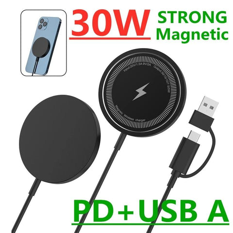 30W Magnetic Wireless Charger Fast Charging Pad Stand for iPhone 14 13 12 Pro Max-PA01044-Veeddydropshipping