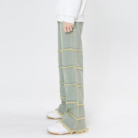 Washed Blue Baggy Men Jeans Pants Straight Hip Hop-MF00643-Veeddydropshipping