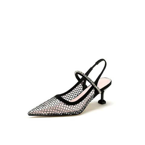 Women&#39;s Mesh Hollow Diamond Pointed Transparent Sandals-BS00829-Veeddydropshipping