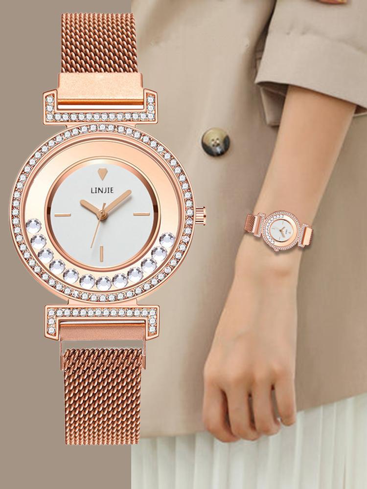 Stainless Steel Wristwatches Rhinestone Woman Quartz Watch-JW00896-Veeddydropshipping