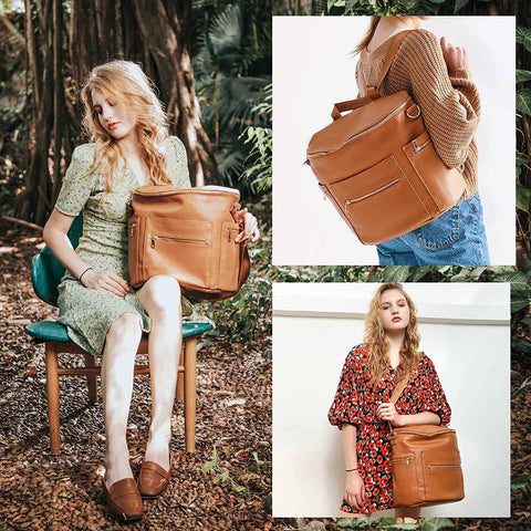 2022 New Fashion Mommy Bag Pu Leather Diaper Backpack Bag-TB00256-Veeddydropshipping
