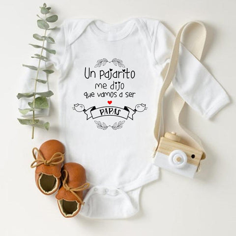 Baby Announcement Bodysuit Vas A Ser Papa Newborn Baby Long Sleeve-TB00308-Veeddydropshipping