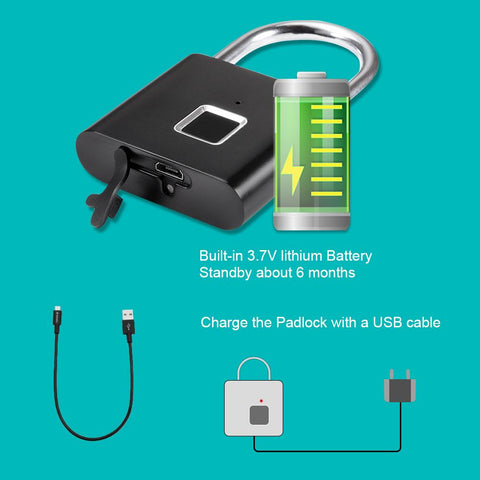 Portable Anti-theft Fingerprint Padlock Zinc-CO00589-Veeddydropshipping