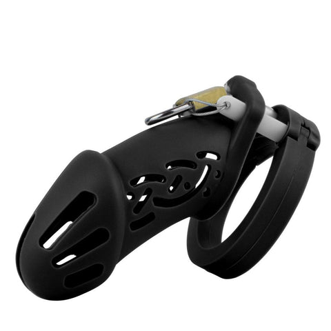 Pink Silicone Chastity Cage with 5 Penis Rings Soft Adjustable Cock Lock Flexible -BH01210-Veeddydropshipping