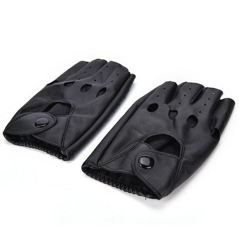 Men Women PU Leather Gloves Lovers Fingerless Mittens Black Half Finger -OS00901-Veeddydropshipping