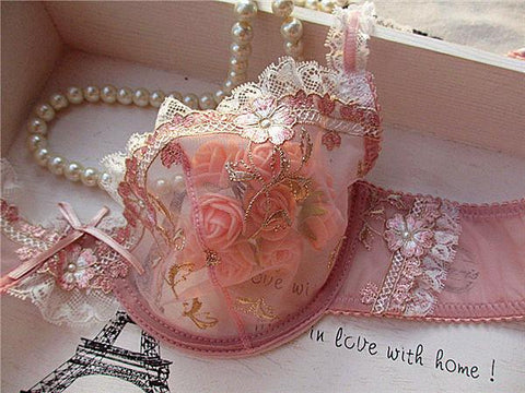 women sexy transparent lace underwear bra set-WF00710-Veeddydropshipping
