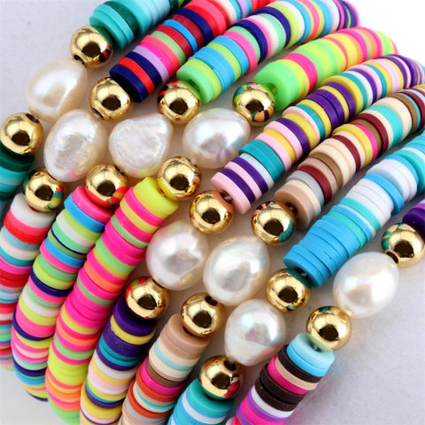 Clay Bead Bracelet Ideas Colorful Diy Aesthetic Stretch  -JW00137-Veeddydropshipping
